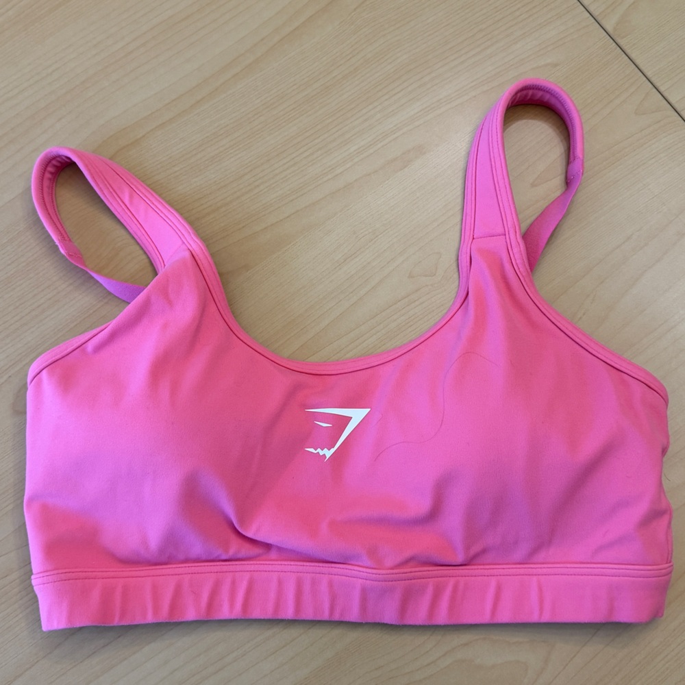 Gymshark Hot Pink Sports Bra with White Logo